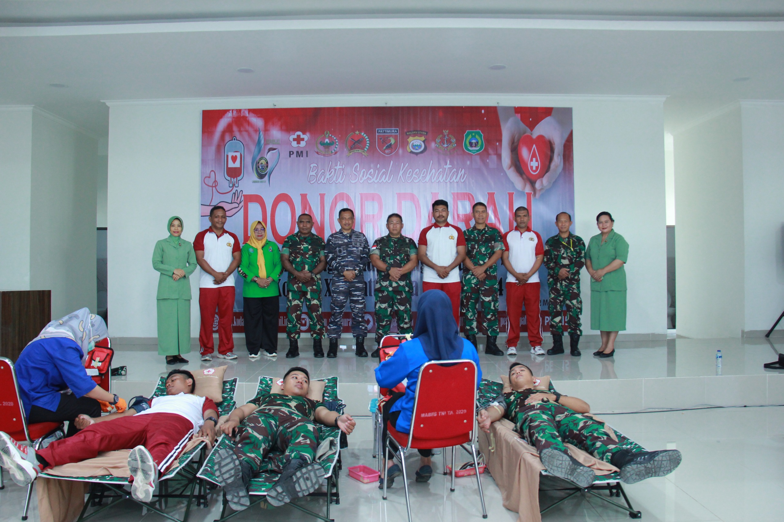 Sambut HUT Kodam ke-67 , Korem Baabullah Gelar Baksos Donor Darah