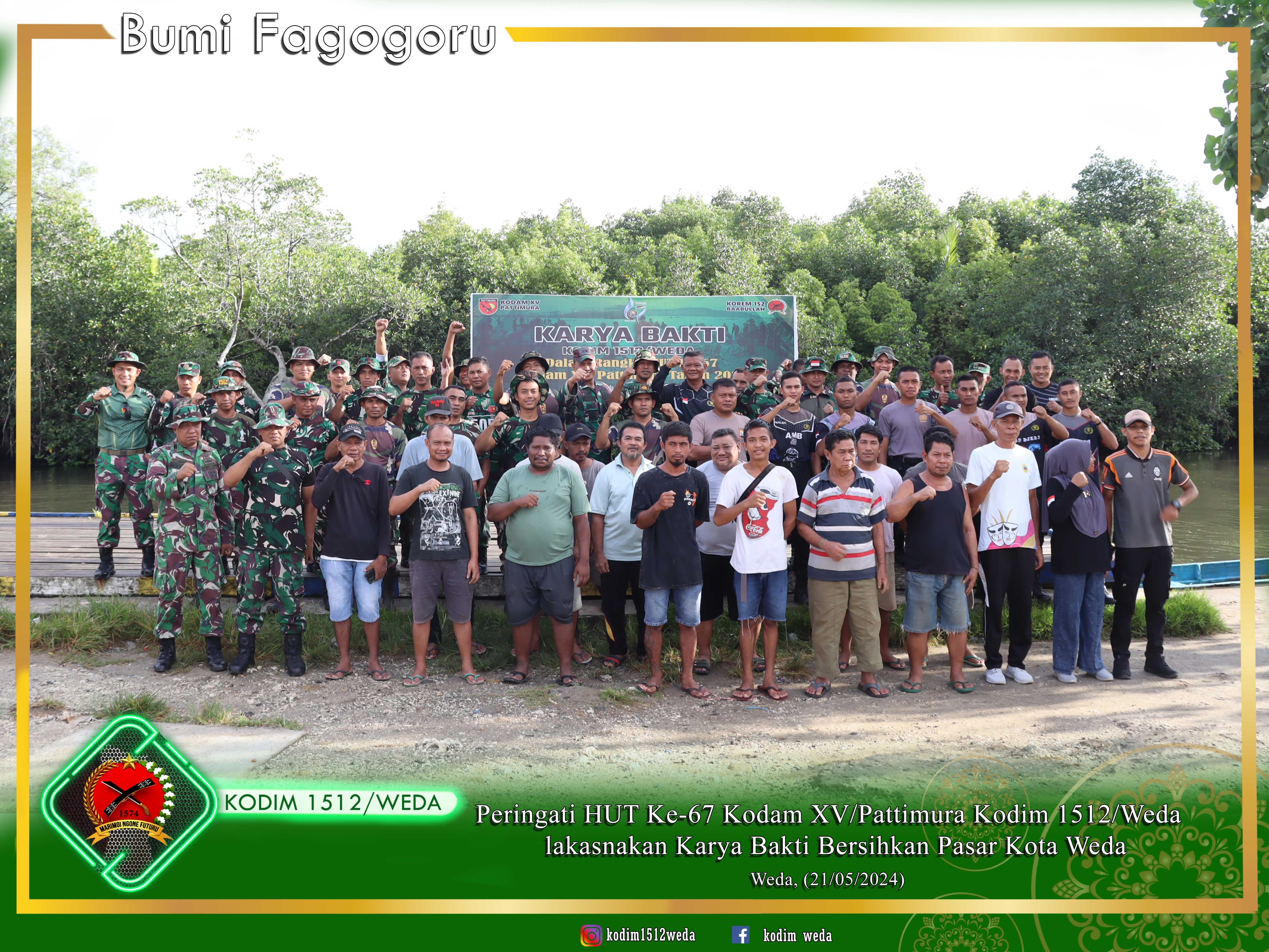 Peringati HUT Ke- 67 Kodam XV/ Pattimura KODIM 1512/Weda Laksanakan Karya Bakti Bersihkan Pasar Kota Weda