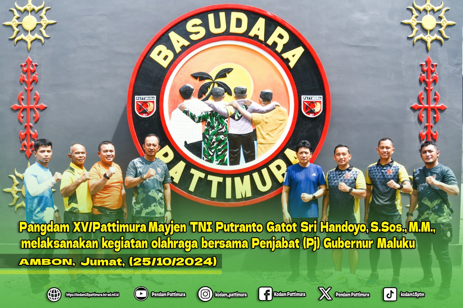 Pangdam XV/Pattimura, Mayjen TNI Putranto Gatot Sri Handoyo, S.Sos., M.M., melaksanakan kegiatan olahraga bersama Penjabat (Pj) Gubernur Maluku