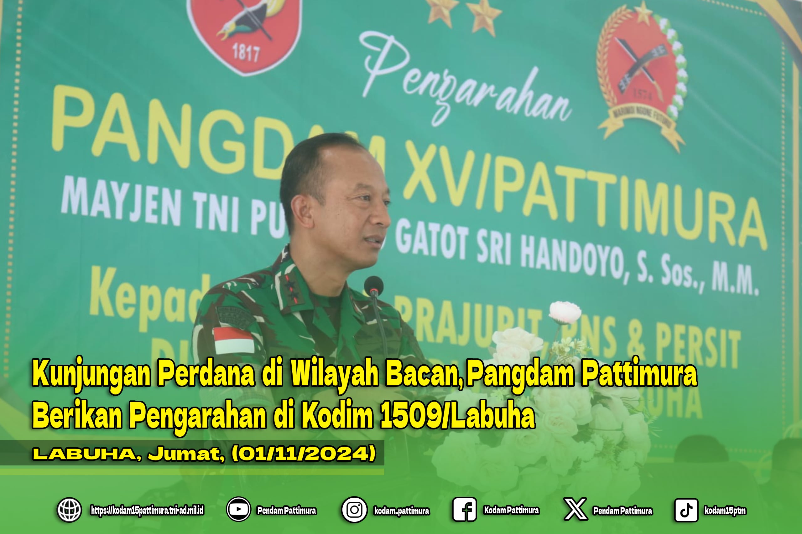 Kunjungan Perdana di Wilayah Bacan, Pangdam Pattimura Berikan Pengarahan di Kodim 1509/Labuha