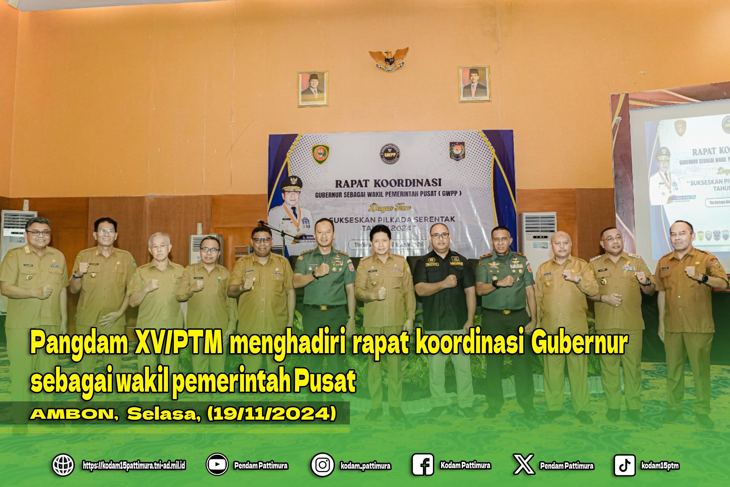 Pangdam XV/PTM menghadiri rapat koordinasi Gubernur sebagai wakil pemerintah Pusat