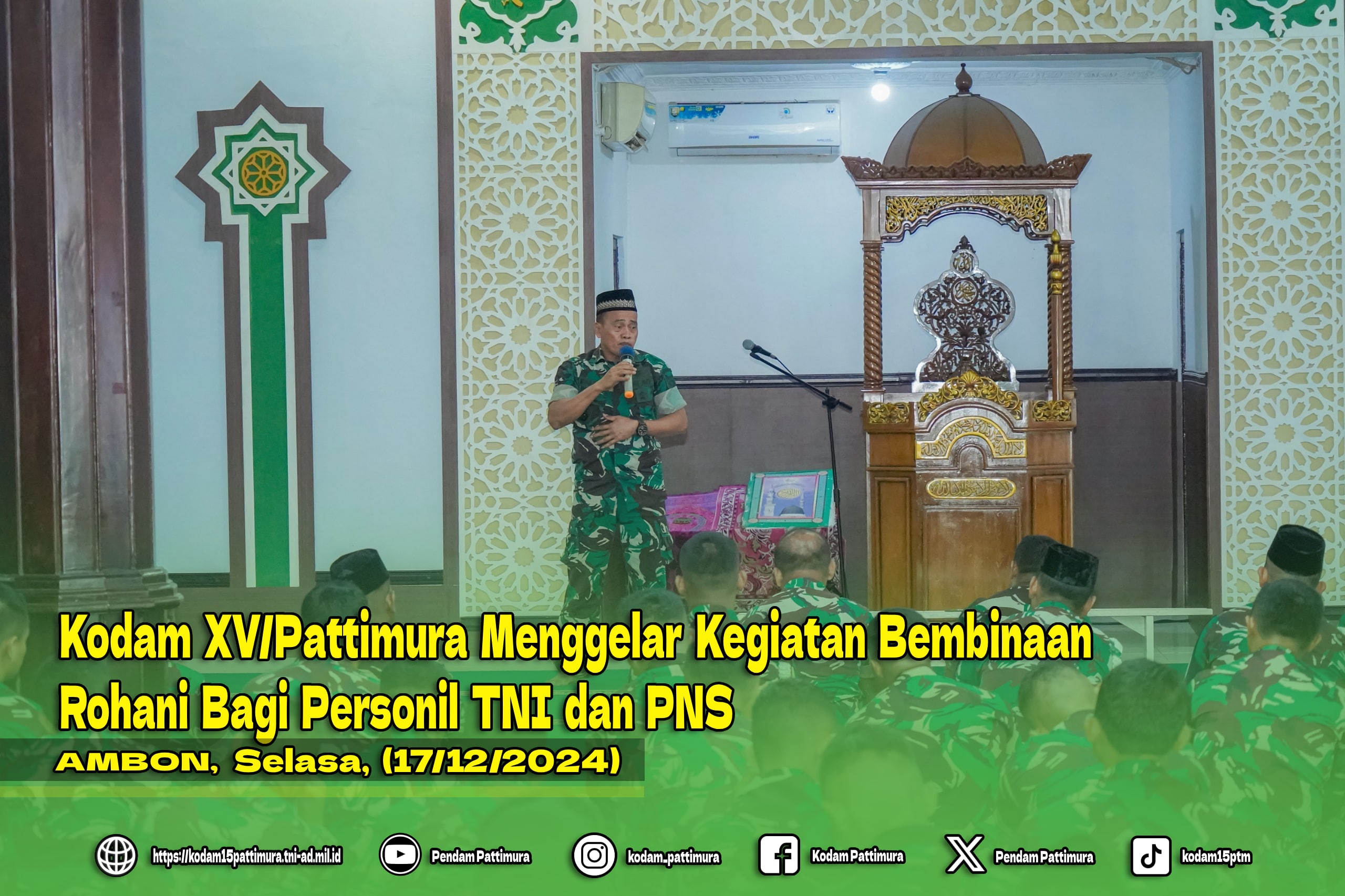 Kodam XV/Pattimura Menggelar Kegiatan Bembinaan Rohani Bagi Personil TNI dan PNS