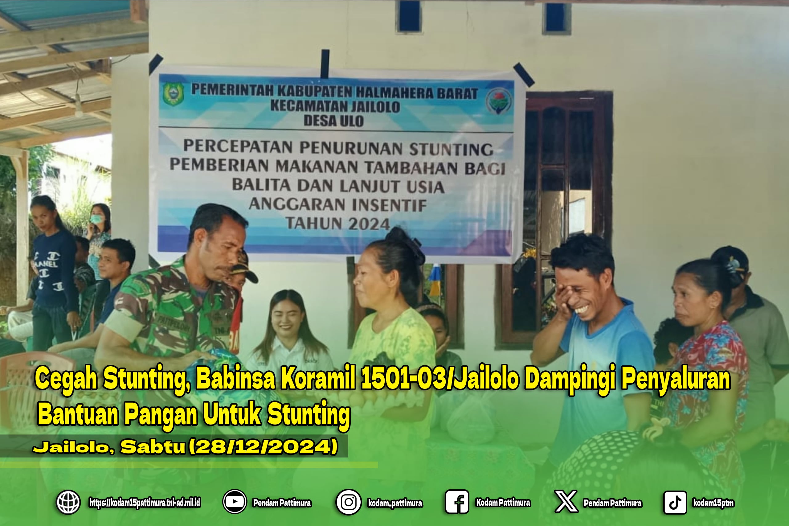 Cegah Stunting, Babinsa Koramil 1501-03/Jailolo Dampingi Penyaluran Bantuan Pangan Untuk Stunting