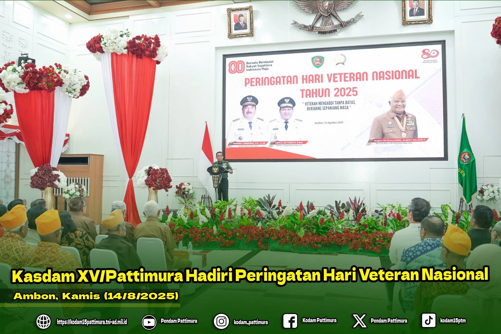 Kasdam XV/Pattimura Hadiri Peringatan Hari Veteran Nasional
