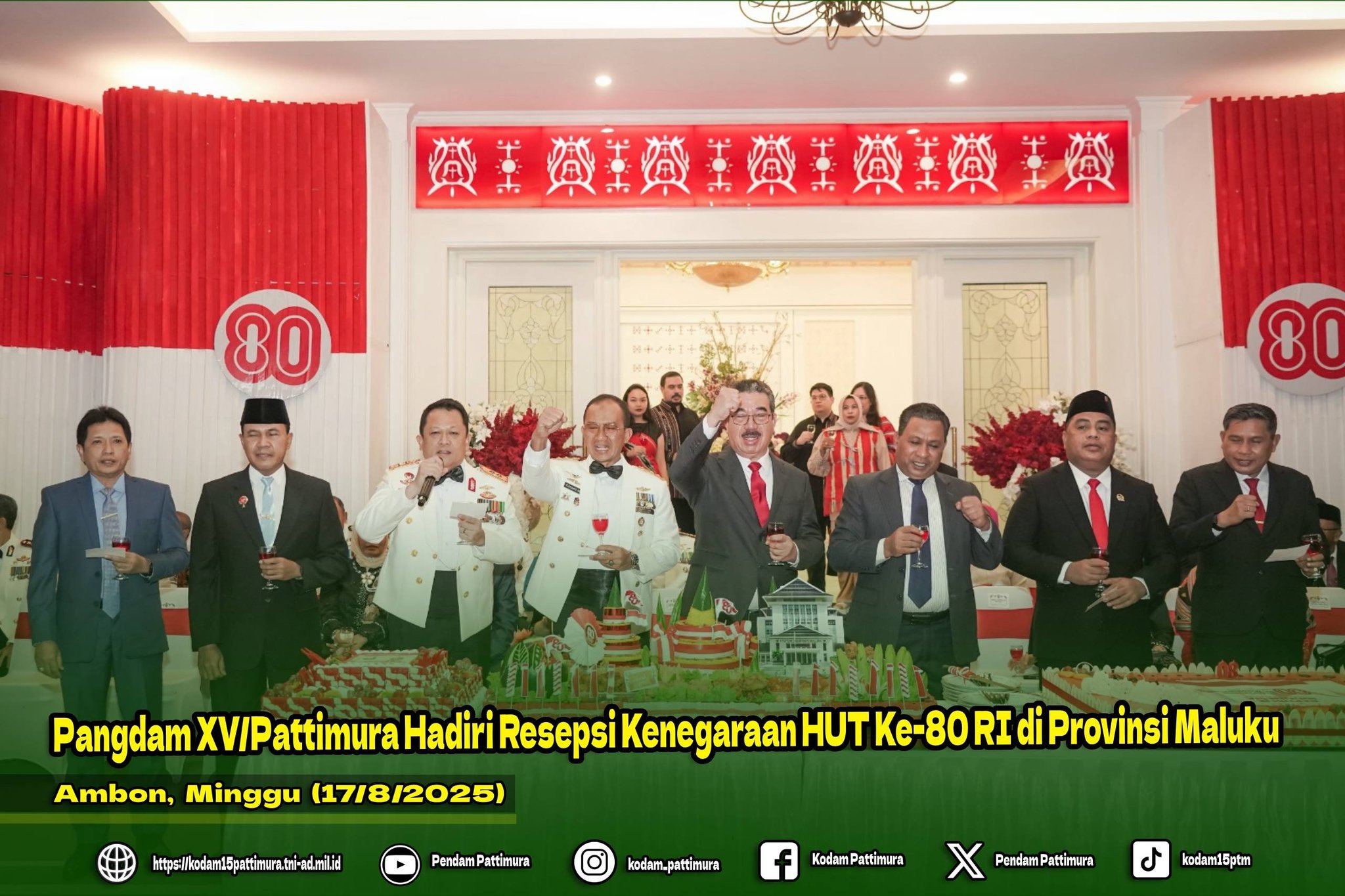 Pangdam XV/Pattimura Hadiri Resepsi Kenegaraan HUT Ke-80 RI di Provinsi Maluku