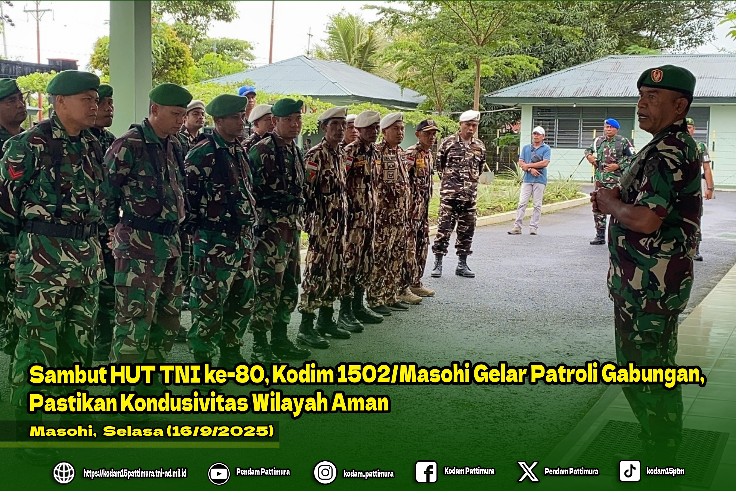 Sambut HUT TNI ke-80, Kodim 1502/Masohi Gelar Patroli Gabungan, Pastikan Kondusivitas Wilayah Aman