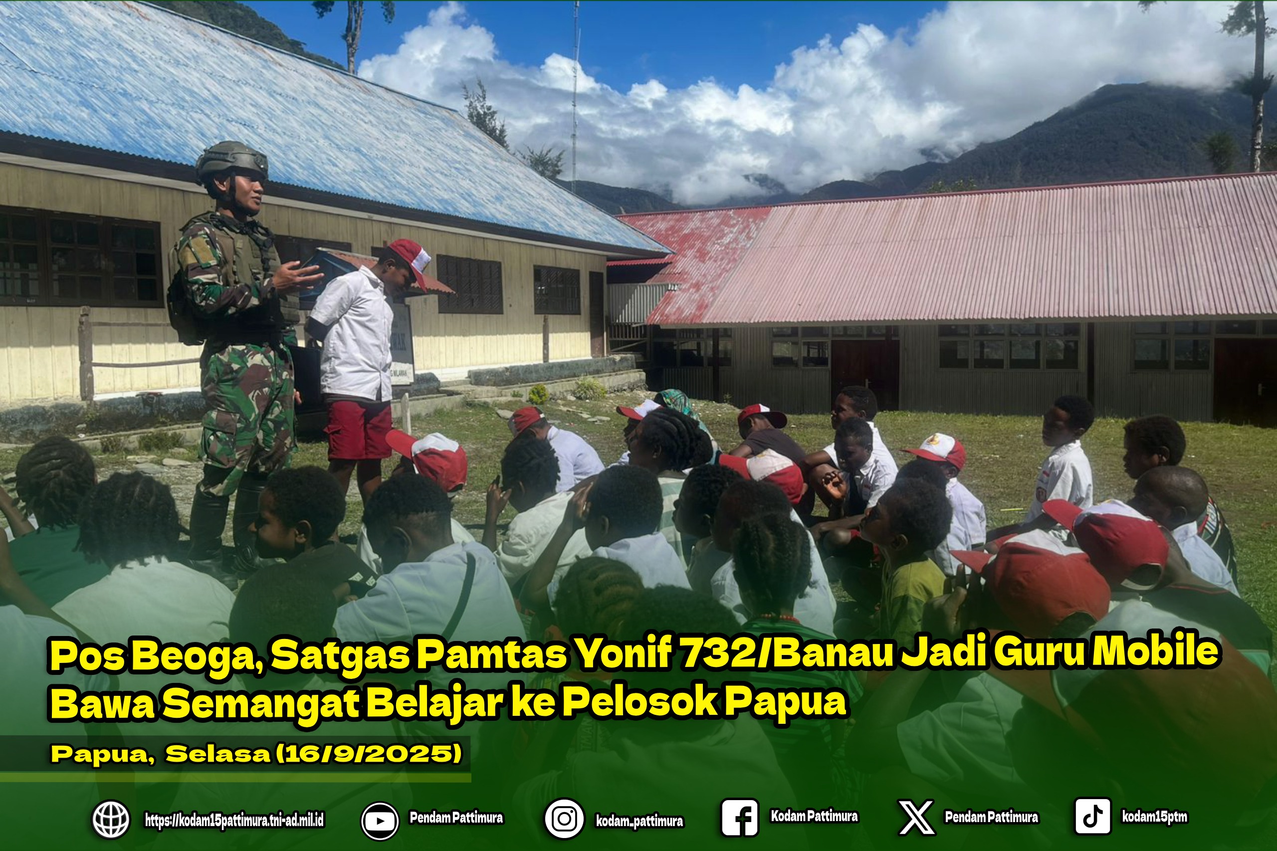 Pos Beoga, Satgas Pamtas Yonif 732/Banau Jadi Guru Mobile, Bawa Semangat Belajar ke Pelosok Papua
