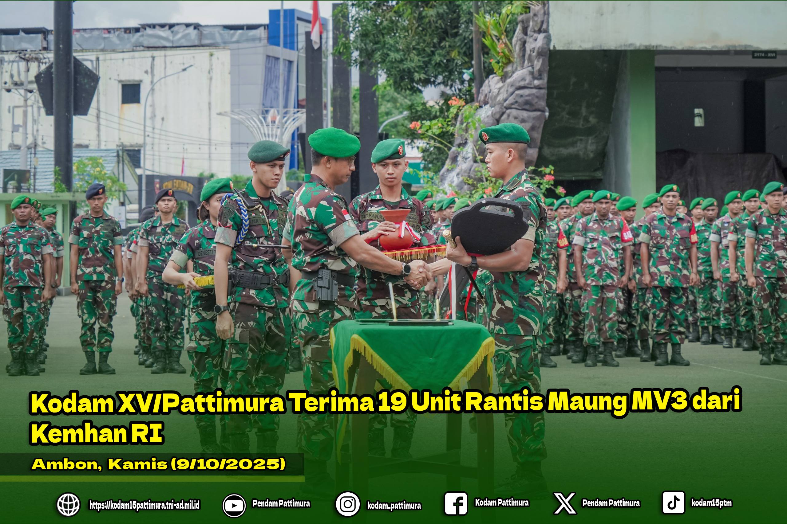Kodam XV/Pattimura Terima 19 Unit Rantis Maung MV3 dari Kemhan RI