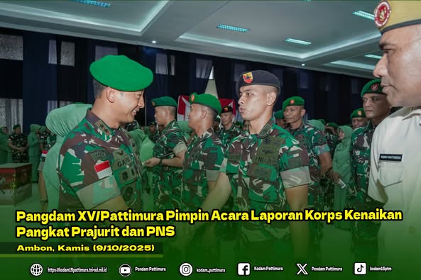 Pangdam XV/Pattimura Pimpin Acara Laporan Korps Kenaikan Pangkat Prajurit dan PNS