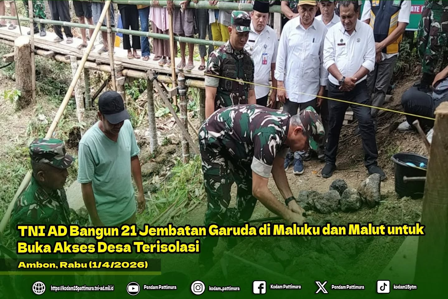 TNI AD Bangun 21 Jembatan Garuda di Maluku dan Malut untuk Buka Akses Desa Terisolasi