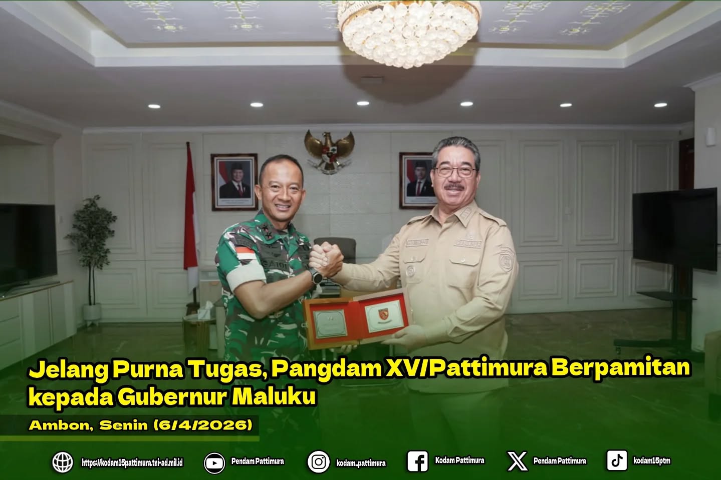 Jelang Purna Tugas, Pangdam XV/Pattimura Berpamitan kepada Gubernur Maluku