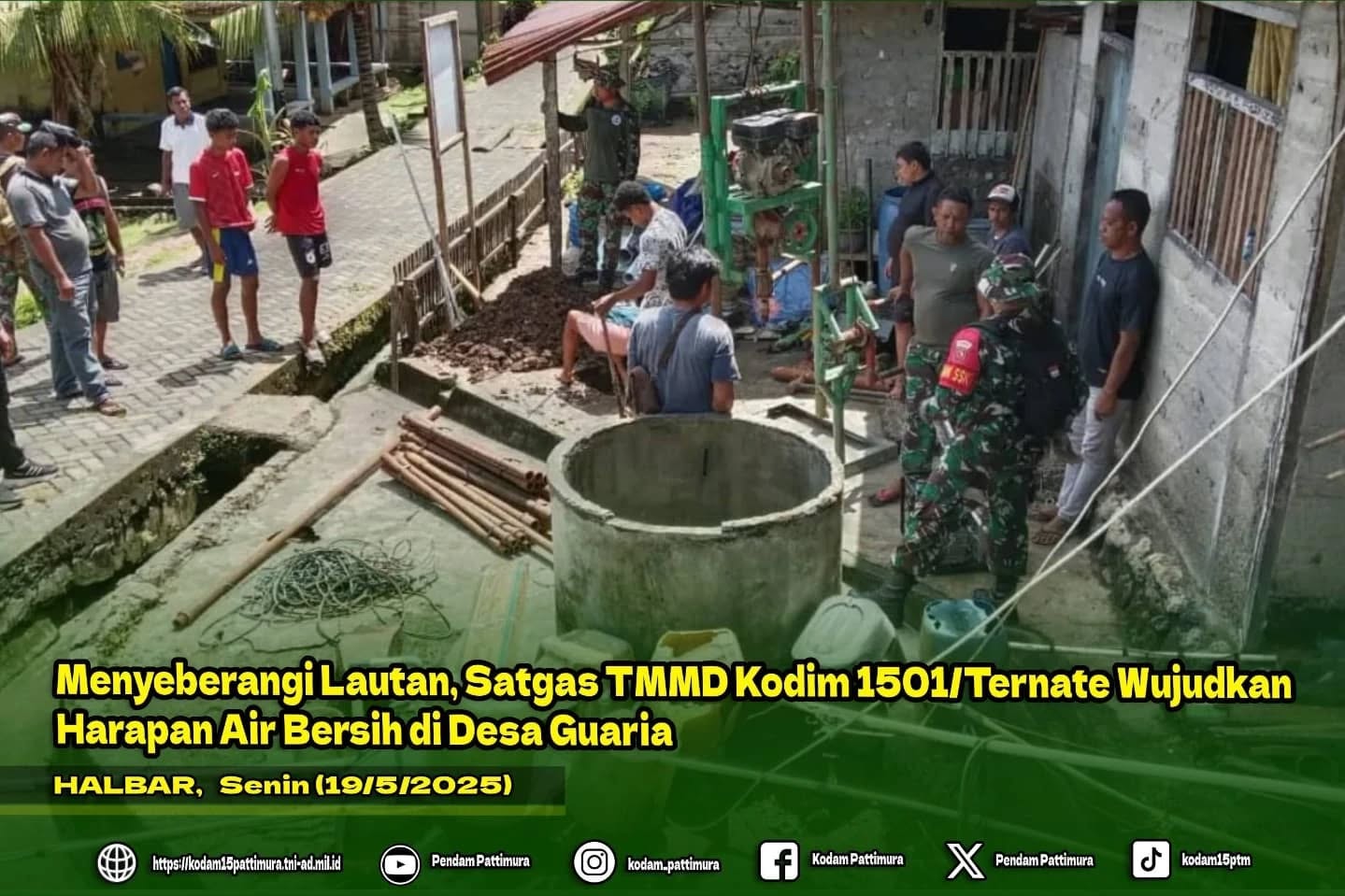 Menyeberangi Lautan, Satgas TMMD Kodim 1501/Ternate Wujudkan Harapan Air Bersih di Desa Guaria