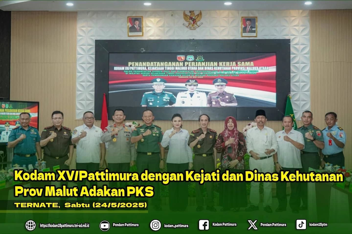 Kodam XV/Pattimura dengan Kejati dan Dinas Kehutanan Prov Malut Adakan PKS