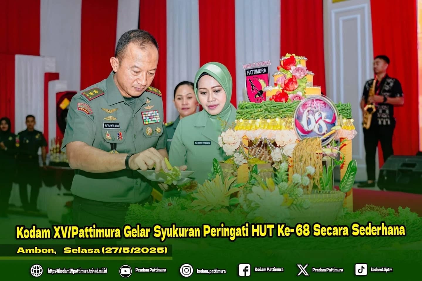 Kodam XV/Pattimura Gelar Syukuran Peringati HUT Ke- 68 Secara Sederhana