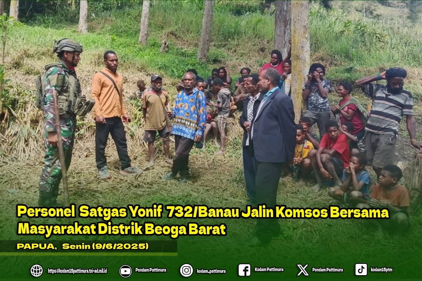 Personel Satgas Yonif 732/Banau Jalin Komsos Bersama Masyarakat Distrik Beoga Barat
