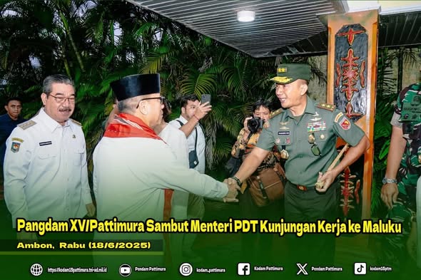 Pangdam XV/Pattimura Sambut Menteri PDT Kunjungan Kerja ke Maluku