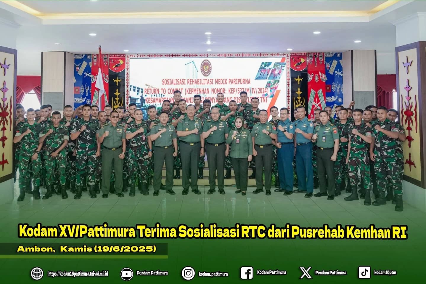 Kodam XV/Pattimura Terima Sosialisasi RTC dari Pusrehab Kemhan RI