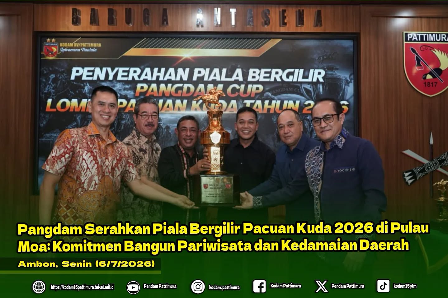 Pangdam Serahkan Piala Bergilir Pacuan Kuda 2026 di Pulau Moa: Komitmen Bangun Pariwisata dan Kedamaian Daerah