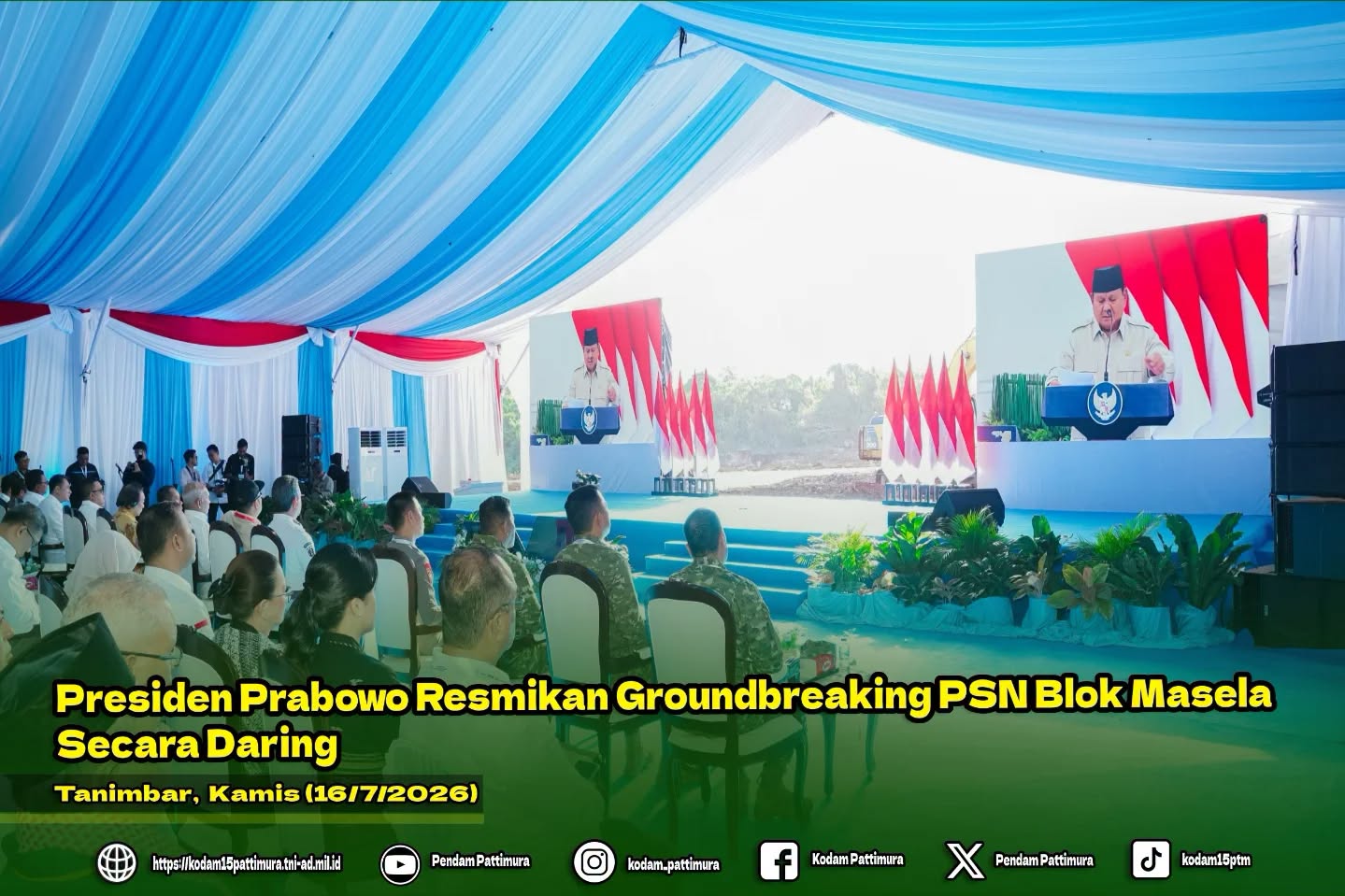 Presiden Prabowo Resmikan Groundbreaking PSN Blok Masela Secara Daring