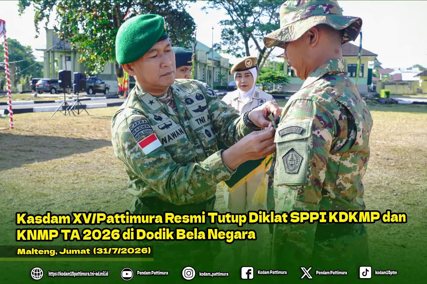 Kasdam XV/Pattimura Resmi Tutup Diklat SPPI KDKMP dan KNMP TA 2026 di Dodik Bela Negara