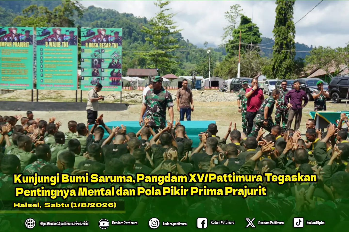 Kunjungi Bumi Saruma, Pangdam XV/Pattimura Tegaskan Pentingnya Mental dan Pola Pikir Prima Prajurit