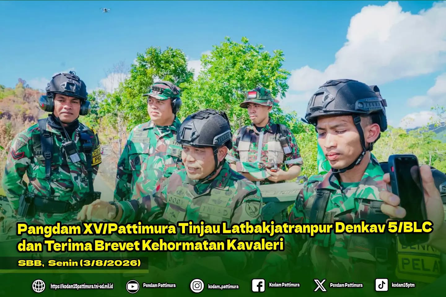 Pangdam XV/Pattimura Tinjau Latbakjatranpur Denkav 5/BLC dan Terima Brevet Kehormatan Kavaleri