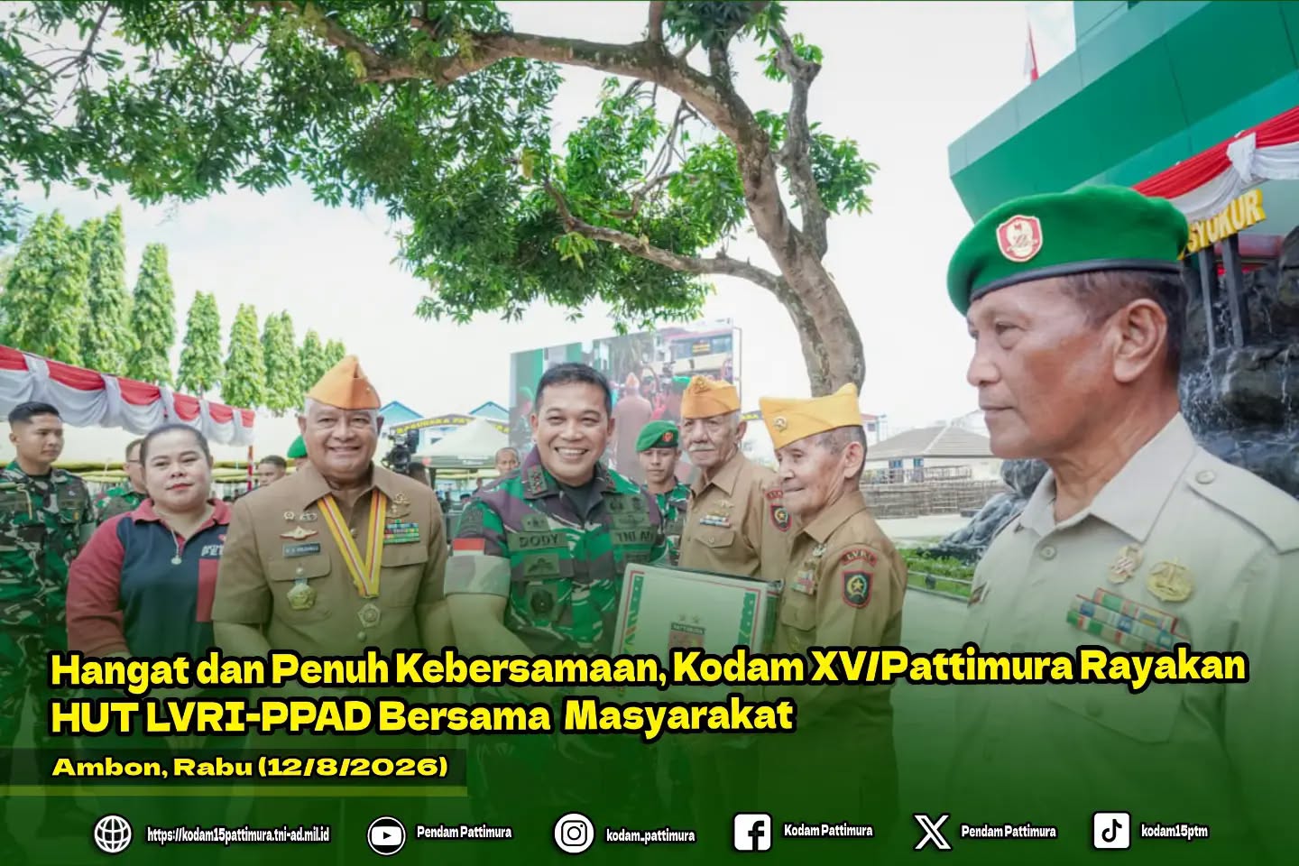 Hangat dan Penuh Kebersamaan, Kodam XV/Pattimura Rayakan HUT LVRI-PPAD Bersama Masyarakat