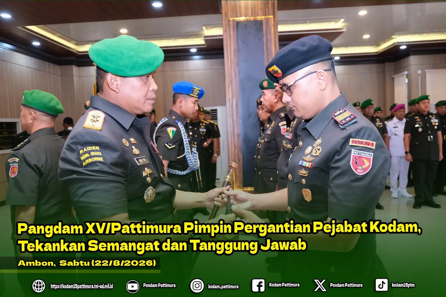 Pangdam XV/Pattimura Pimpin Pergantian Pejabat Kodam, Tekankan Semangat dan Tanggung Jawab