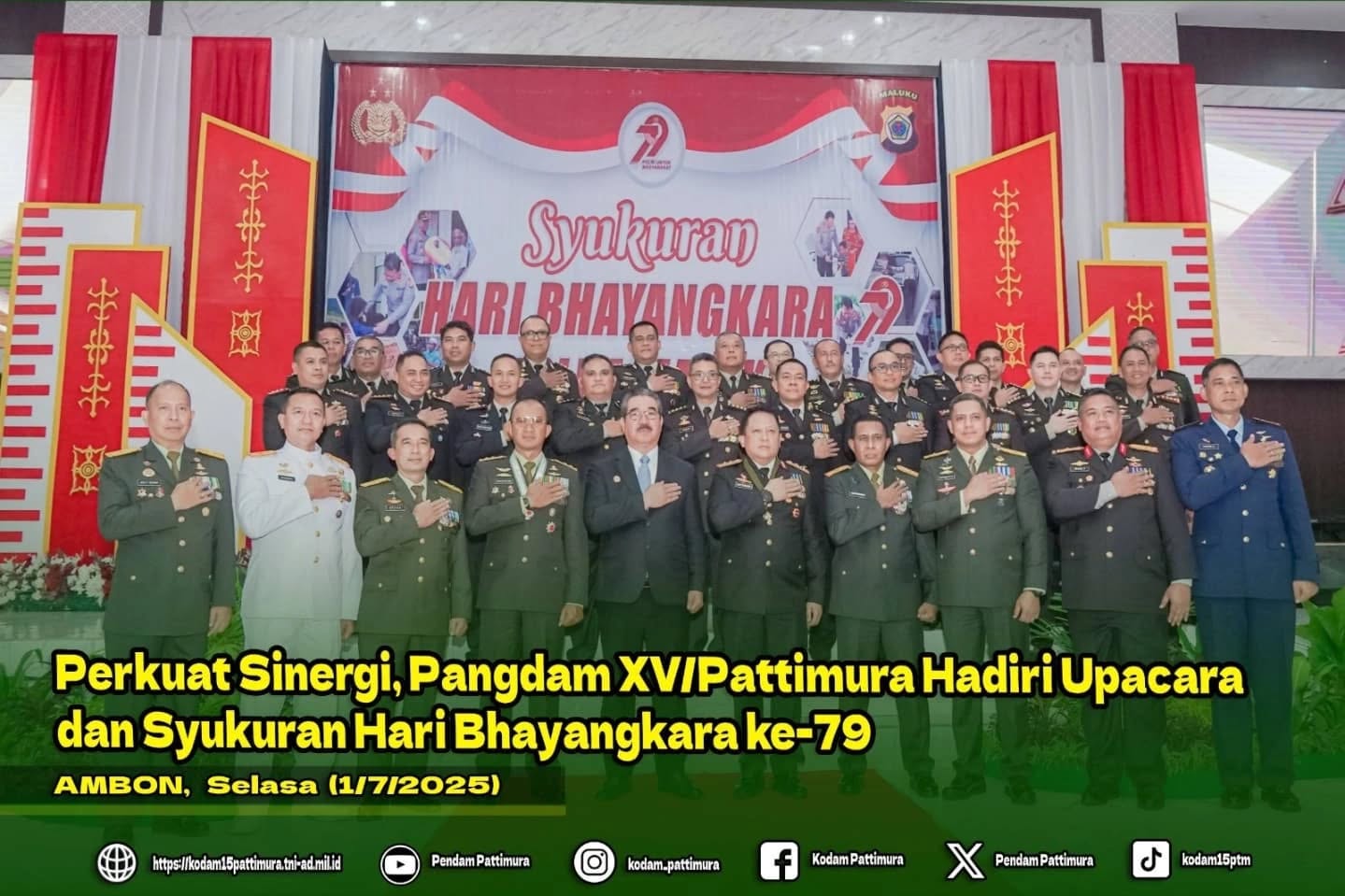 Perkuat Sinergi, Pangdam XV/Pattimura Hadiri Upacara dan Syukuran Hari Bhayangkara ke-79