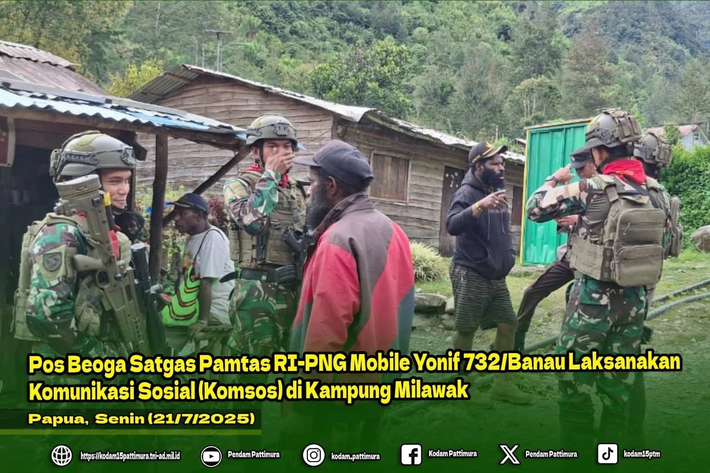 Pos Beoga Satgas Pamtas RI-PNG Mobile Yonif 732/Banau Laksanakan Komunikasi Sosial (Komsos) di Kampung Milawak